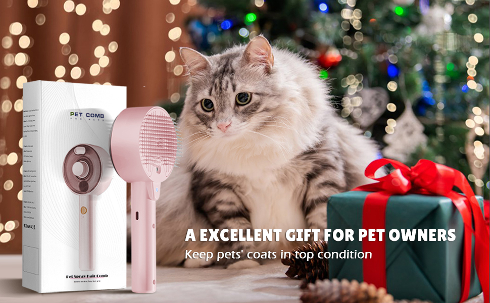 Парова щітка для котів 4-в-1, 4-в-1 парова щітка для котів, щітка для котів з водою, видаляє шерсть домашніх тварин одним натисканням кнопки, щітка для котів та собак (біла) (рожева)