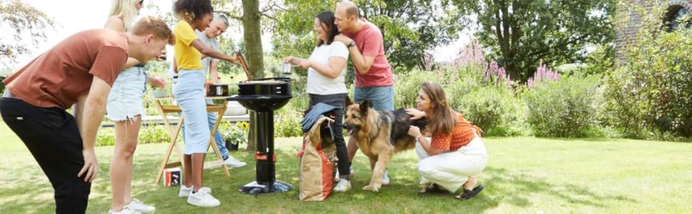 Вугільний гриль Barbecook Loewy 45 з вітрозахистом, для 6 осіб, чорний, 43x43x97 см (Ø 40 см)