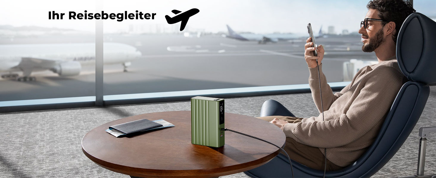 Power Bank KU XIU 25000mAh 100W з 3-портом, LCD-дисплеєм, PD 3.0 для MacBook, iPhone, Galaxy, iPad (Зелений)