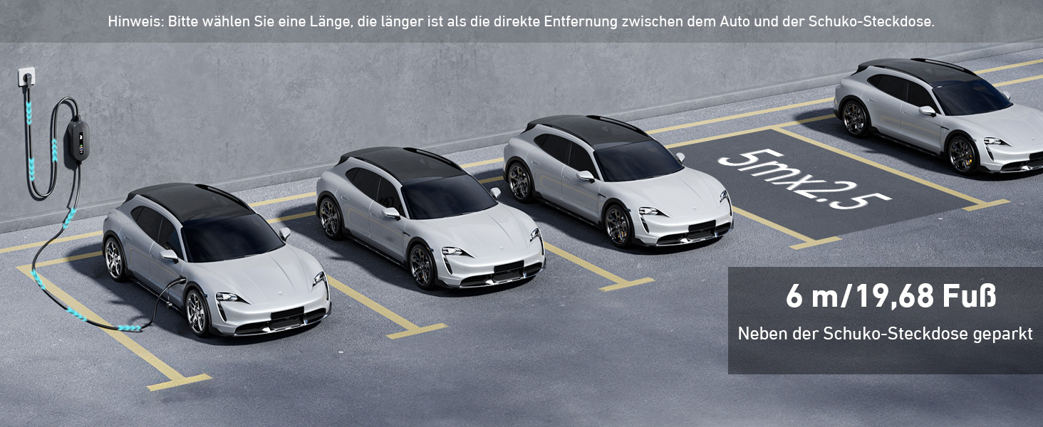 Кабель для електромобіля Evjuicion Typ 2 Schuko, 3.68kW, 6м, 16A, IP67, чорний. Зарядний кабель для ID.3/4, X1, 5ER, Model Y/3 та інших електромобілів