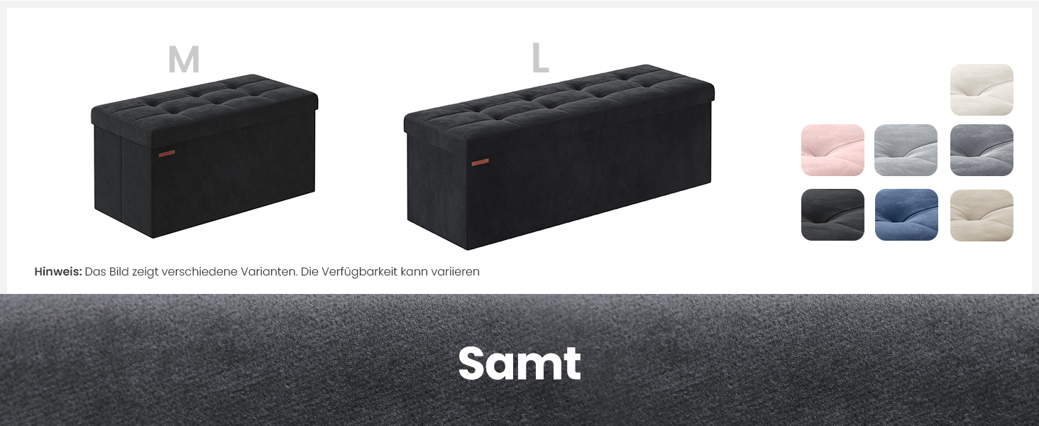 Складаний пуф SONGMICS з місцем для зберігання, 110×38×38 см, кремово-білий, до 300 кг, для вітальні, спальні, передпокою