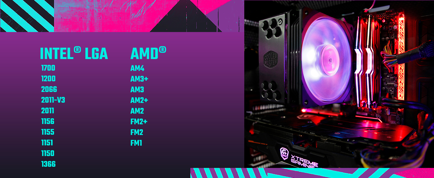 Кулер CPU Cooler Master Hyper 212 RGB Black Edition з підтримкою LGA1700, 4 теплові трубки, SF120R RGB вентилятор, чорний