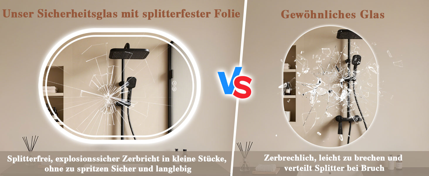 LED дзеркало для ванної кімнати Badspiegel з підсвічуванням, антизапар, сенсорне управління, регулювання яскравості, 3 кольори світла, овальне, 50x70 см