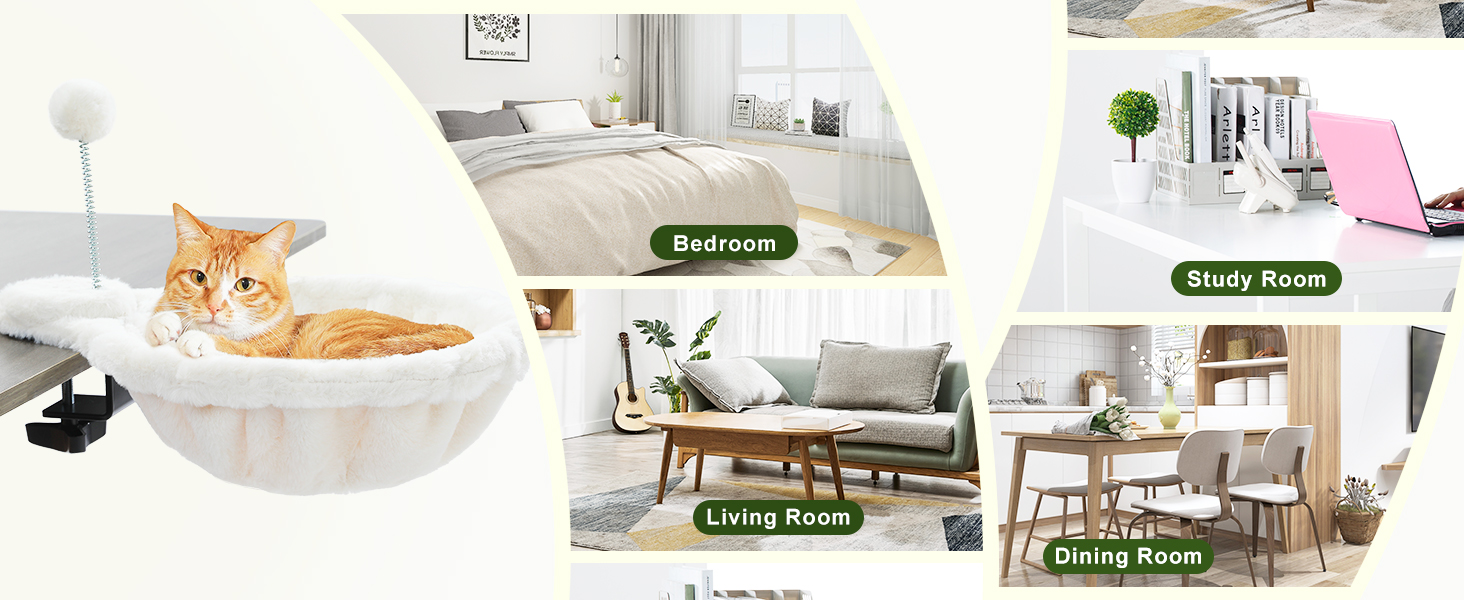 Кішечка PAWZ Road: зручне ліжко-гамак для котів з інтерактивним м'ячиком, 360° обертання, стійка, до 22.5 кг (Бежевий, Кругле)