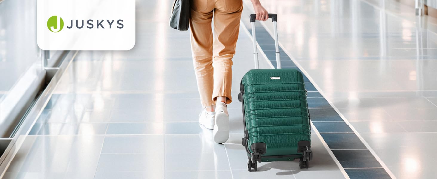 Набір валіз Juskys® Hartschale 4 шт. з кодовим замком, тихі колеса 360°, телескопічна ручка, легкий, зелений (3 шт.)