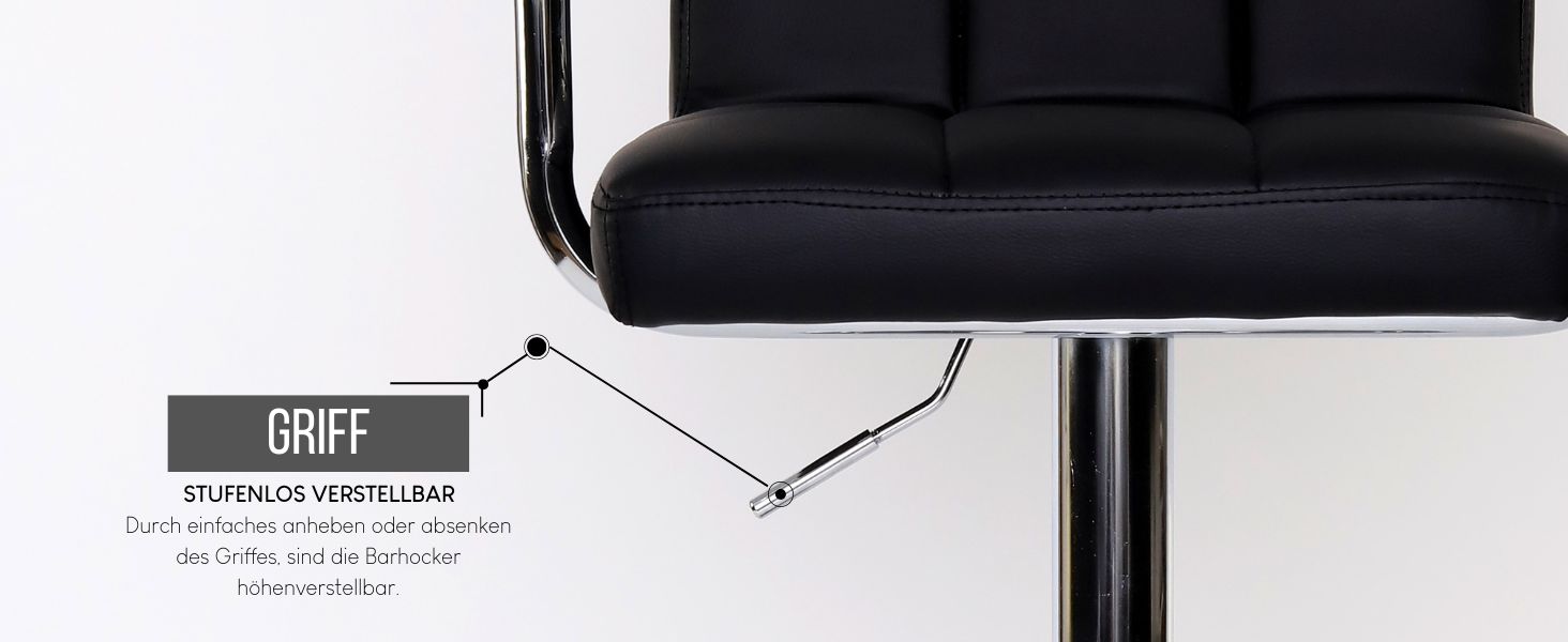 Dibea 2-Piece Swivel Bar Stools - Adjustable Height, 130kg Capacity, Black - Model 1 (Model 6)