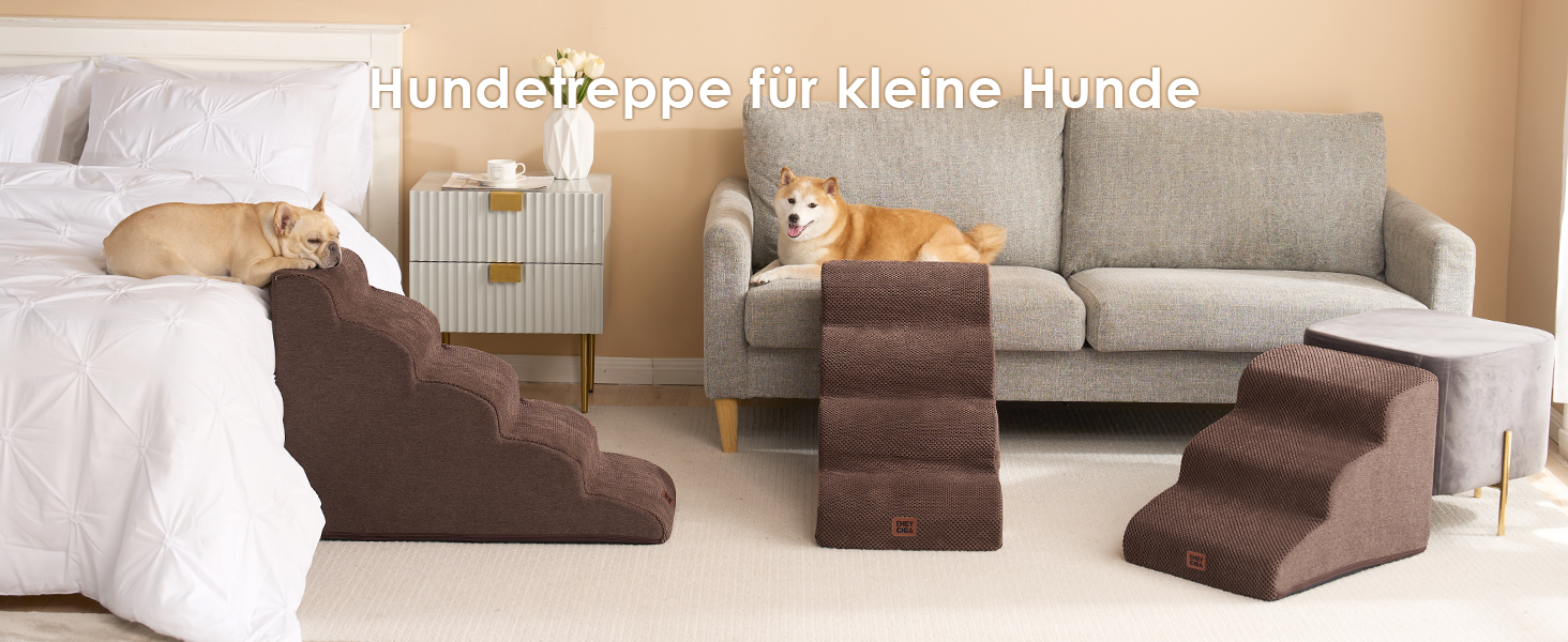 Сходинки для собак EHEYCIGA: компактні, 40 см, для маленьких собак, 3 сходинки, з миючим покриттям, сірі (T 72 x B 40 x H 50 см, коричневі)