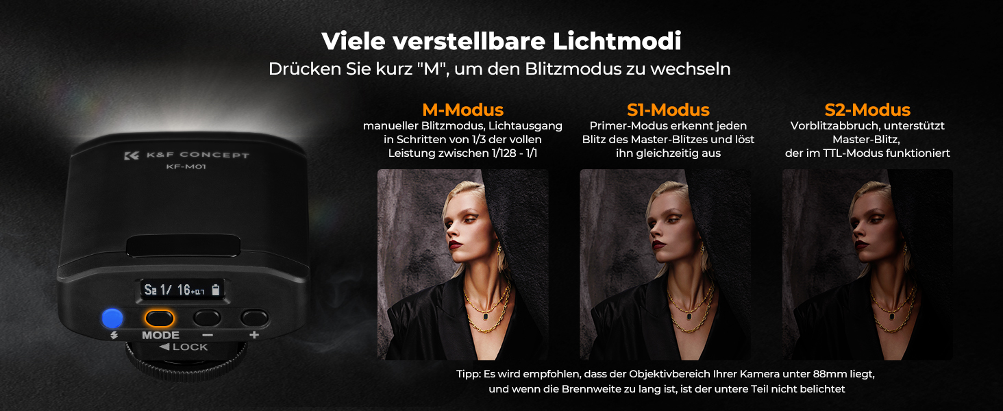 K&F CONCEPT GN12 Mini Flash - Світловий спалах для камери, 2000mAh, 8 режимів, сумісний з Nikon, Canon, Fuji, Panasonic