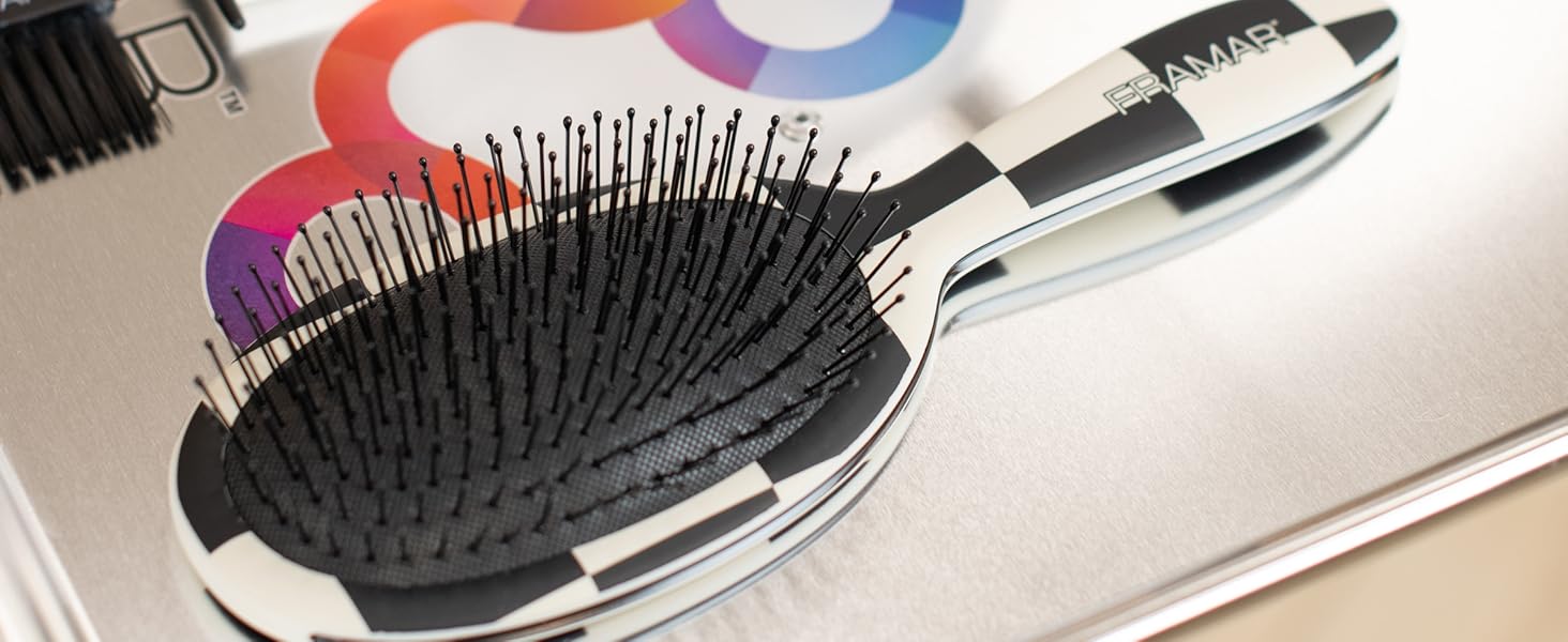 FRAMAR Щітка для волосся без заплутування - для довгих волосся, дамська, для мокрого волосся, розпушувач, антизаплутування, для кучерявого волосся (в клітинку)