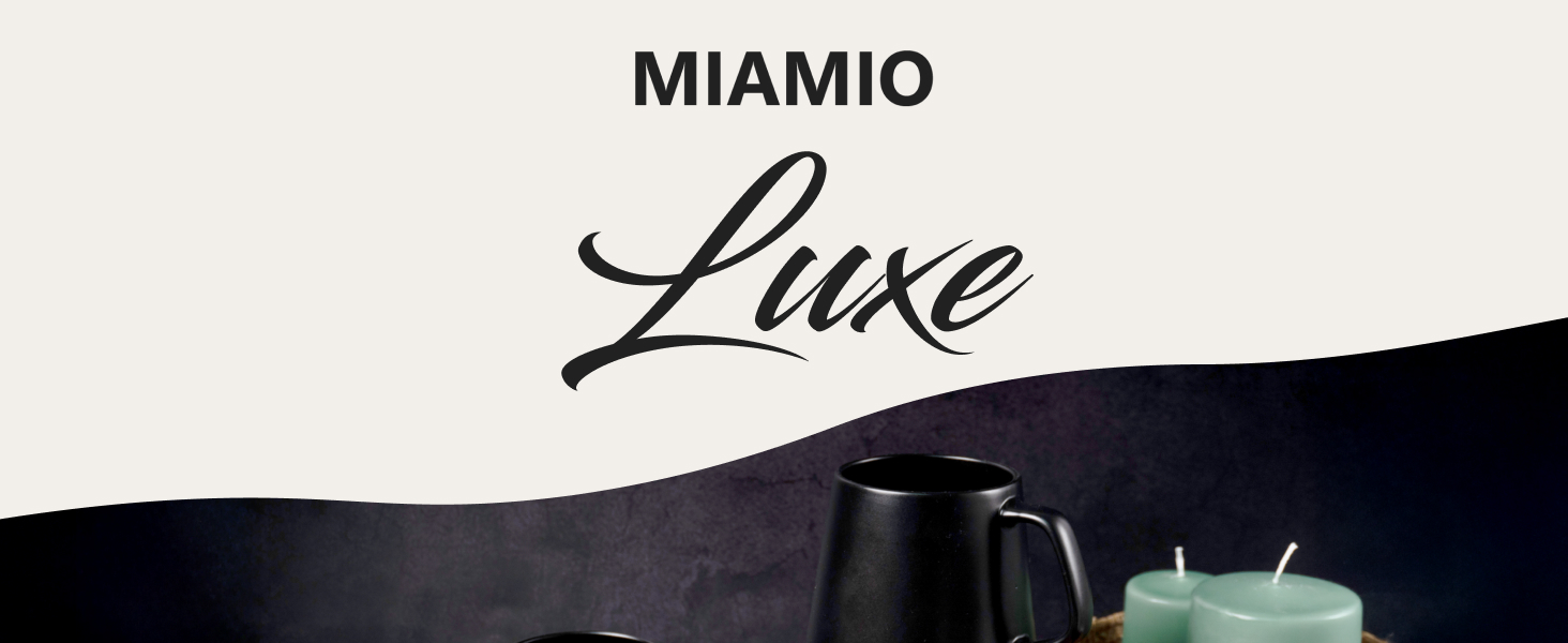 Набір кавових чашок Miamio Luxe (4 шт.) з кераміки, 420 мл, для кави, еспресо, чаю, кавова чашка, сумісна з мікрохвильовою піччю та посудомийною машиною, білий та чорний колір