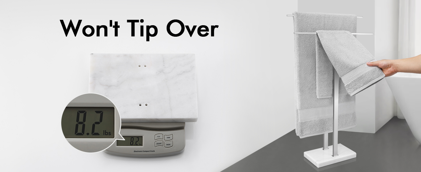 Підставка для рушників подвійна, сталева, з мармуровою основою, 84 см, BTH217-2