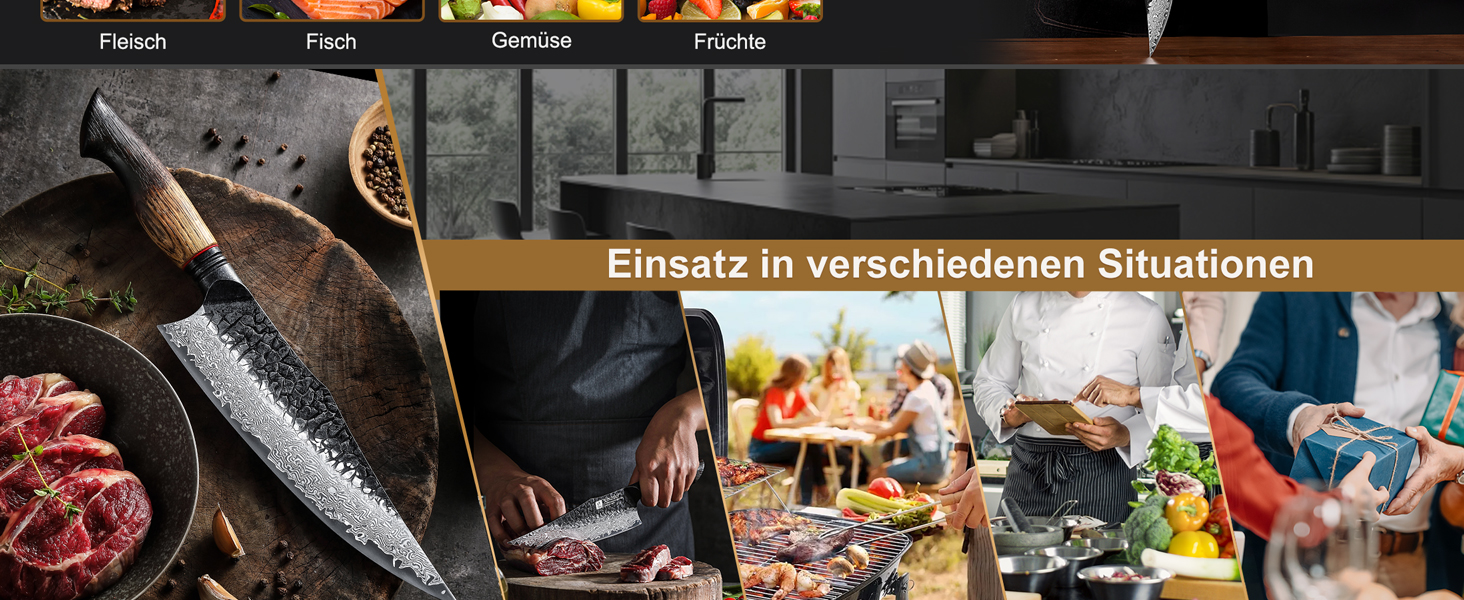 Ніж кухарський XINZUO 21.9 см з дамаської сталі, 67 шарів, професійний, з ергономічною ручкою з білої бука, серія Mo