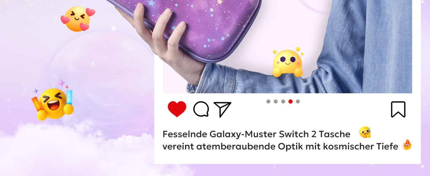 Чохол для Nintendo Switch 2 innoAura Switch 2 Tasche, фіолетовий (Galaxy Lila Violett), водовідштовхувальний, з амортизацією, відділенням для AirTag та великою сітчастою кишенею