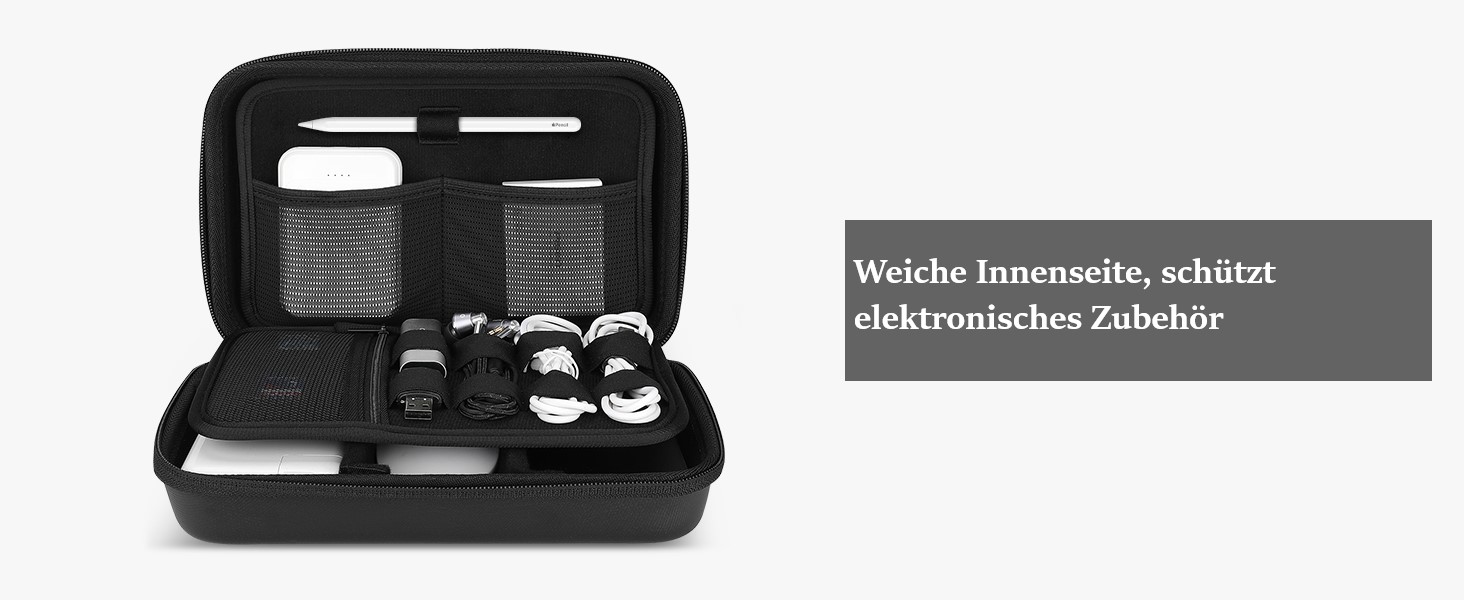 Органайзер для аксесуарів ProCase: кейс для кабелів, адаптерів, USB-накопичувачів та іншого електроніки (чорний)