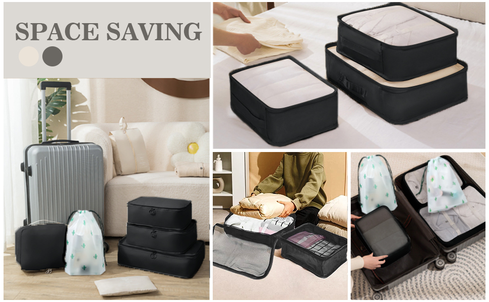 Органайзер для валізи GIBOHOM, набір 15 шт., водонепроникні чохли для одягу, туристичний органайзер, чорний