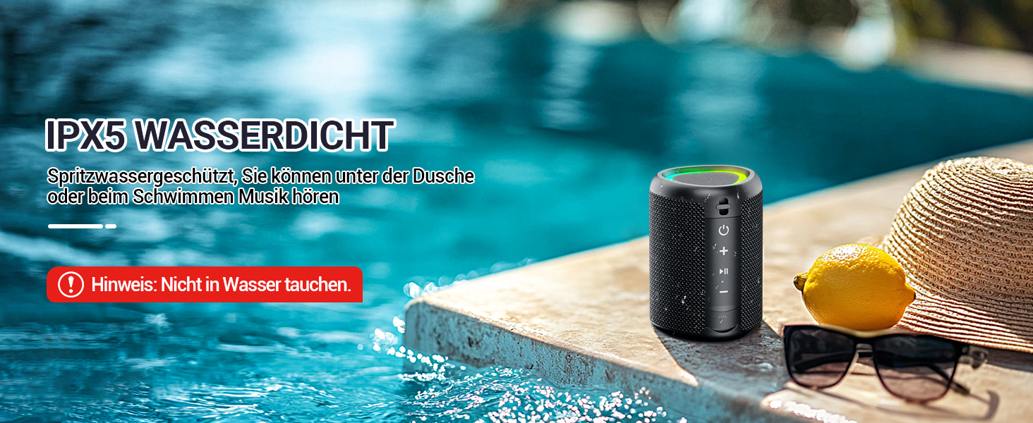 Портативна Bluetooth колонка UOHHBOE з RGB підсвічуванням, 15W, TWS, водонепроникна IPX5, AUX, TF картка, 15 годин роботи
