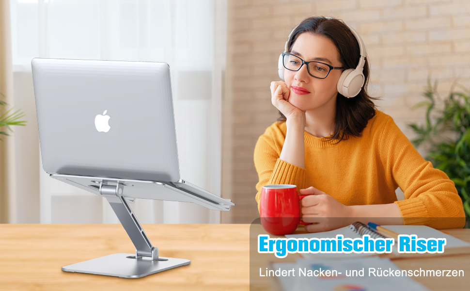 Підставка для ноутбука Babacom, регульована висота, складний, з алюмінієвого сплаву, ергономічна, з вентиляцією, сумісна з MacBook Air, Pro та ноутбуками 10-16' (срібна)