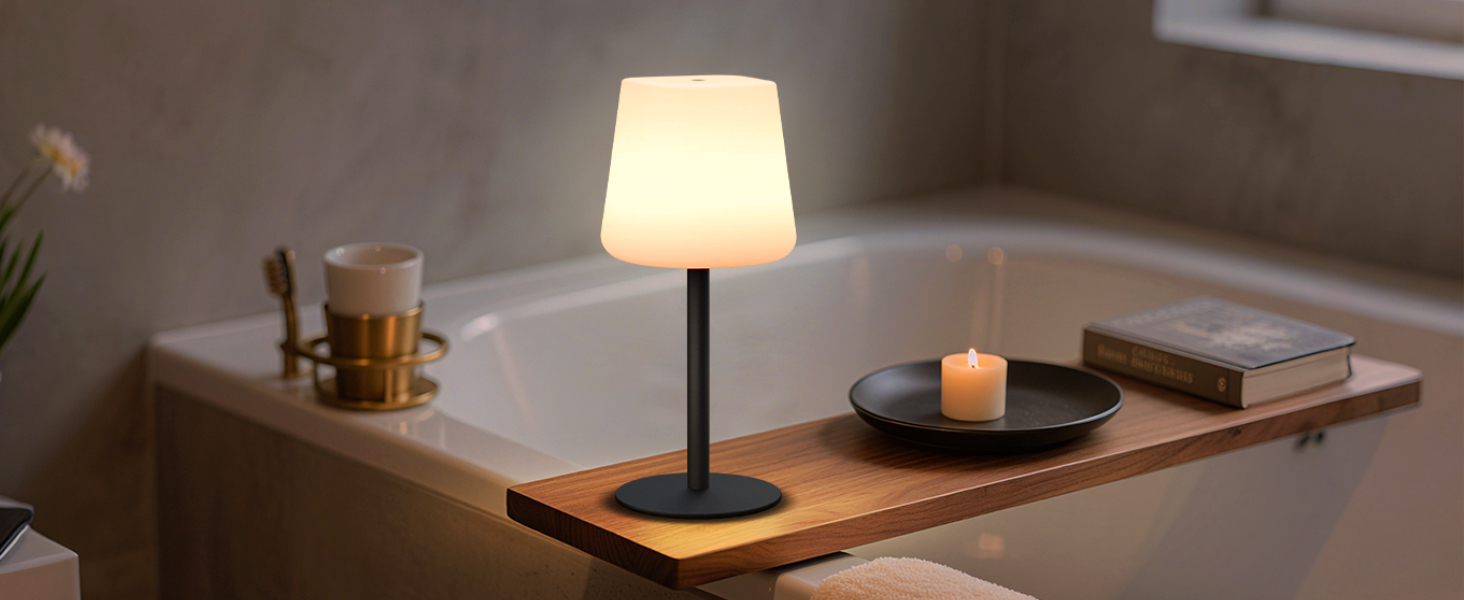 MALUX LED Акумуляторна Настільна Лампа: Бездротова, З Димером, 8 Кольорів, IP44 Водонепроникна, для Будинку, Саду, Готелю, Балкону