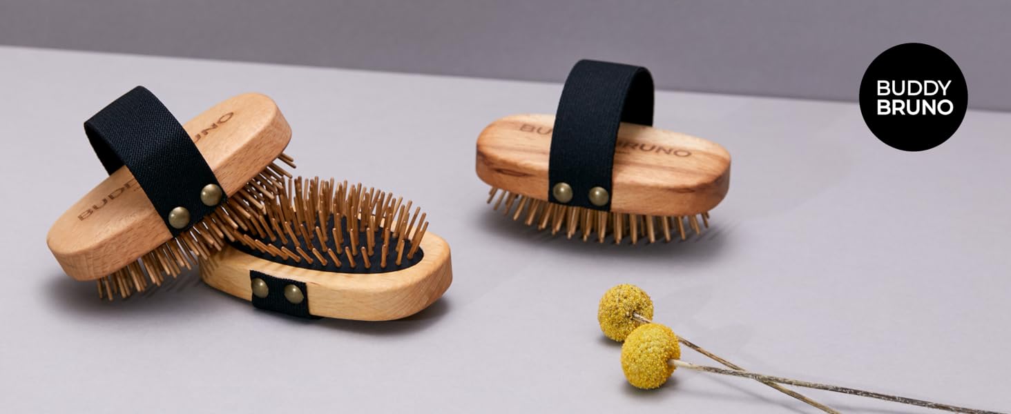 Щітка для собак з довгим волоссям для видалення підшерстка - 100% натуральна щетина, Made in Germany. М'яка щітка для розплутування та вирівнювання шерсті без вискубування - масивний дерев'яний ручка з сертифікацією FSC® + додатковий засіб для чищення щітки