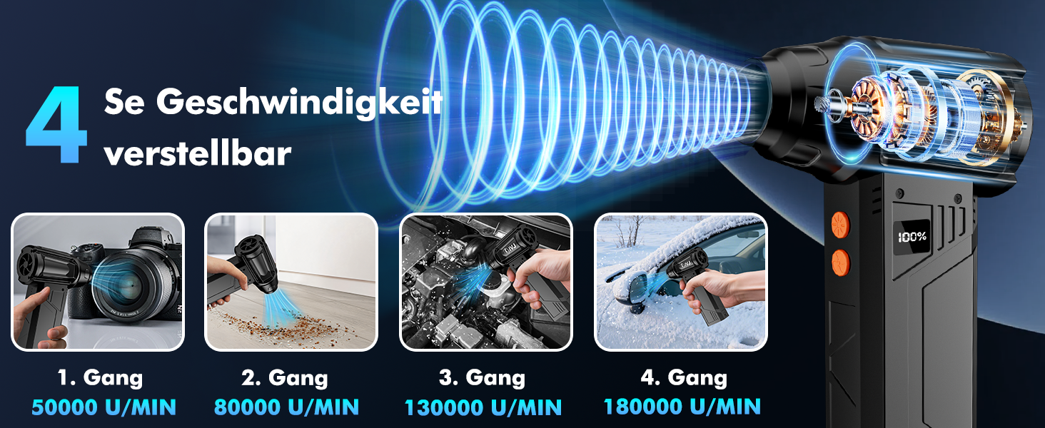 Електричний пилосос IVJ BL08: 4-ступеневий, 180000 об/хв, з акумулятором 10000mAh, USB, для чищення ноутбука, клавіатури, авто та офісної техніки