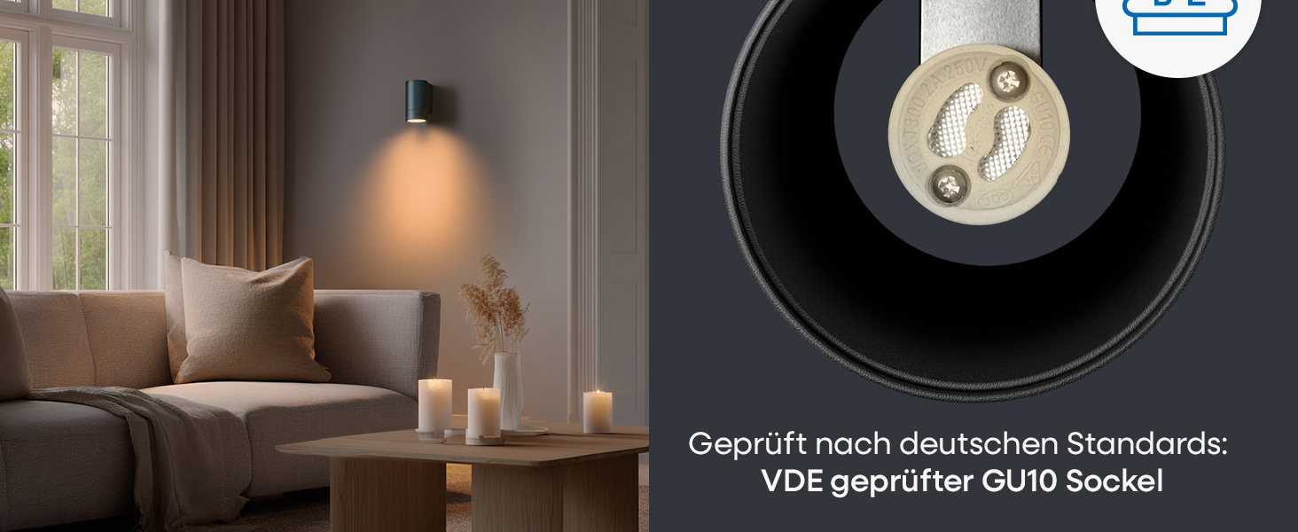 LED-стінна лампа для дому в скандинавському стилі, Aussen & Innen, регулювання яскравості, IP65, 230V, 6W, тепле біле світло 3000K, 700lm, для дому та саду, комплект 2 шт. (Wh-серія Антрацит Ral 7016)