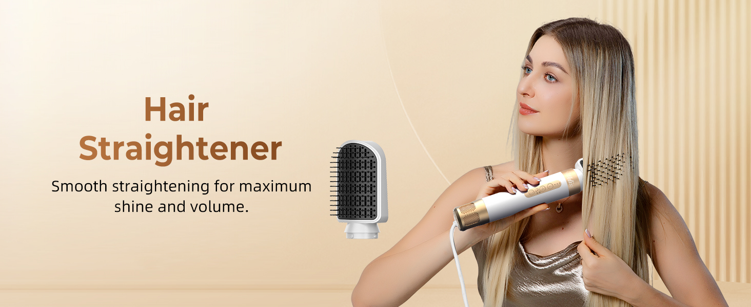UKLISS Airstyler Pro 7-в-1: Фен, стайлер, завикучувач. Професійний набір для волосся з автоматичною завивкою, брашінгом та випрямленням. Зменшення пухнастості, без екстремального нагріву. Білий, золотий