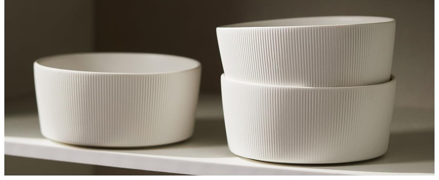 Набір посуду Jiwoo для 4 осіб (12 предметів): тарілки, супові миски, десертні тарілки - Bone China, сучасний дизайн, безпечно мити в посудомийній машині та використовувати в мікрохвильовці