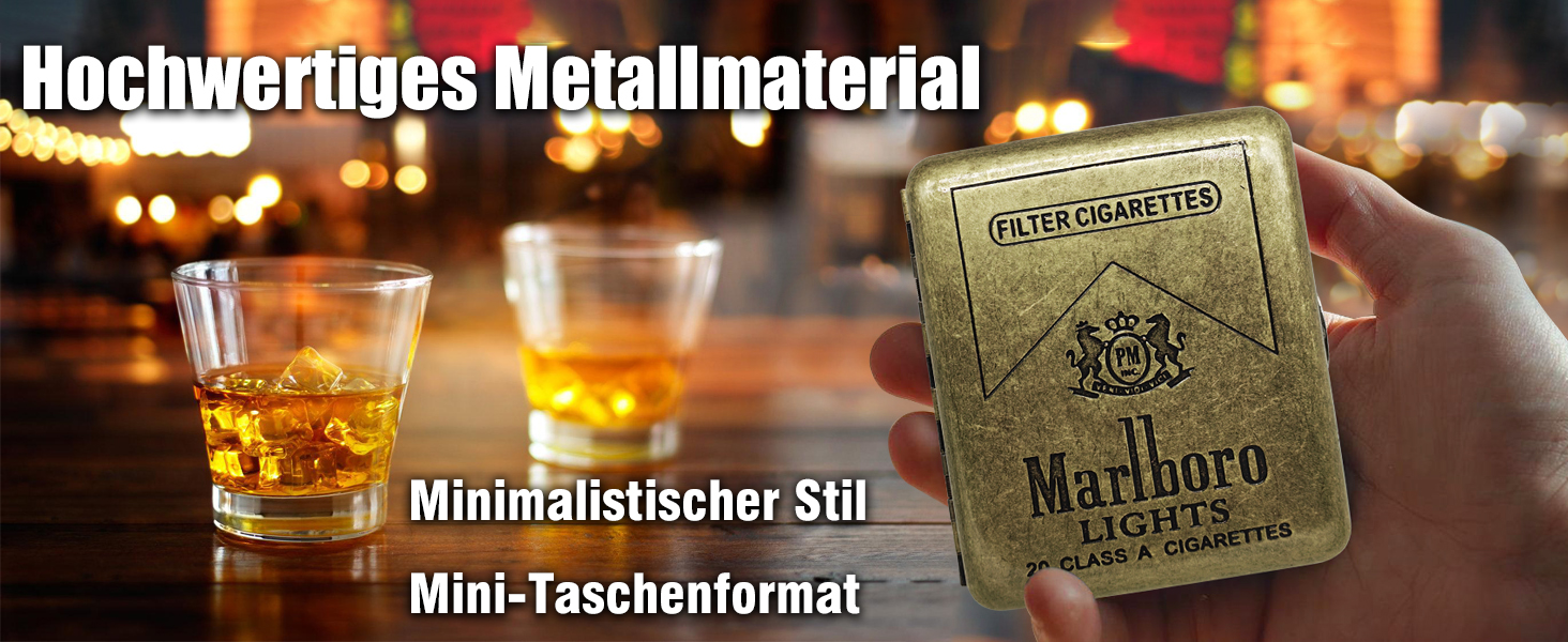 Металеве етажерка для сигарет на 20 штук, сімейний дизайн, нержавіюча сталь, підходить для чоловіків та жінок, 2 шт. (1 шт. Marlboro)