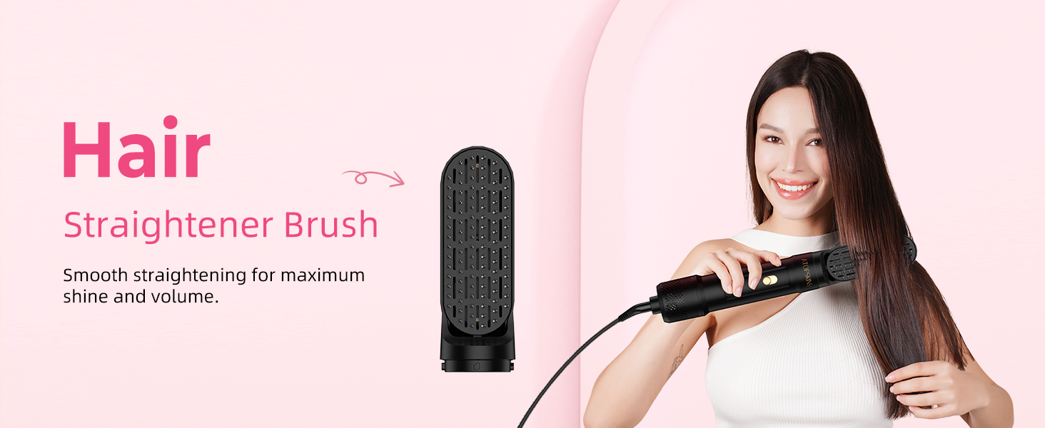 Набір для укладки волосся Atopskins Pro Airstyler 6 в 1: фен-щітка, плойка, іонізація, 1000W, чорний