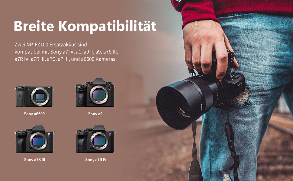 Запасний акумулятор та зарядний пристрій NEEWER для Canon EOS R7, R5, R6, 2250mAh, Dual USB, LCD, USB-C (NP-FZ100)