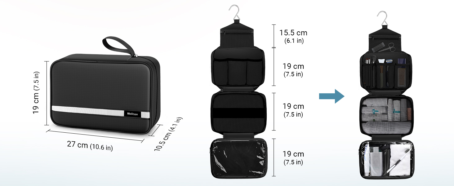 Чоловіча/жіноча косметичка Maliton для подорожей з 4 відділеннями (водостійка, компактна)