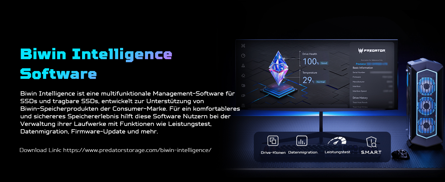 SSD Acer Predator GM7000 1TB NVMe PCIe Gen4 з DRAM Cache - Внутрішній SSD для ПК, Ноутбука, PS5