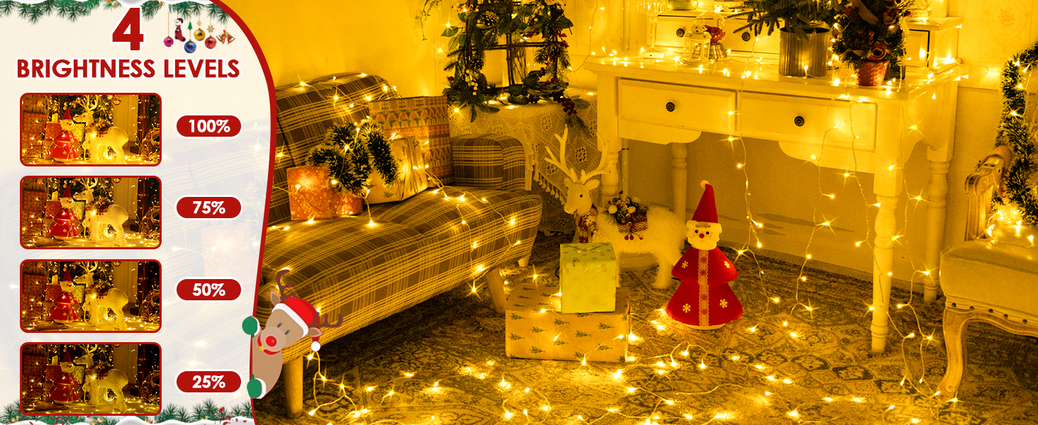 Гірлянда світлодіодна 60м, 600 LED, для декорування приміщень та вулиці, 8 режимів, таймер, IP44, тепле світло, для ялинки, балкона, вікна, саду, вечірки