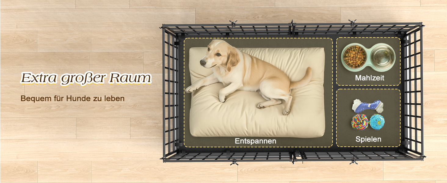 Міцний собачий переносний клітка Pawaboo 56 дюймів: надійний, анти-гризун, з килимком, металевий вольєр для собак з замком, чорний