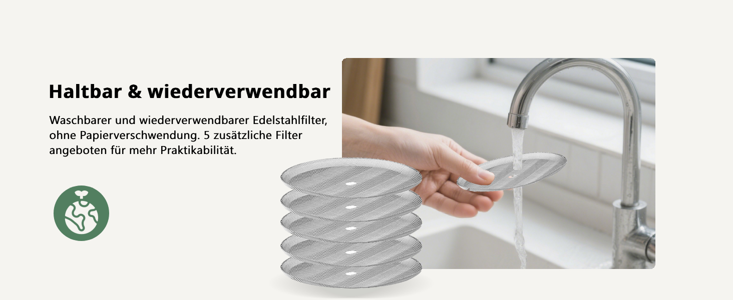 Френч-прес для кави 1L з нержавіючої сталі, термоізольований, з подвійними стінками та 5 фільтрами