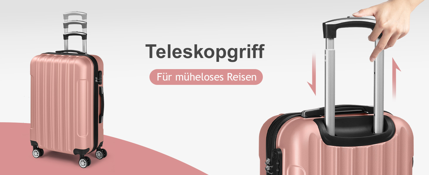 Набір валіз LEADZM 5 в 1: дорожній набір з косметичною сумкою, жорсткий кейс з ABS, телескопічна ручка, ручна поклажа (Турквіс)