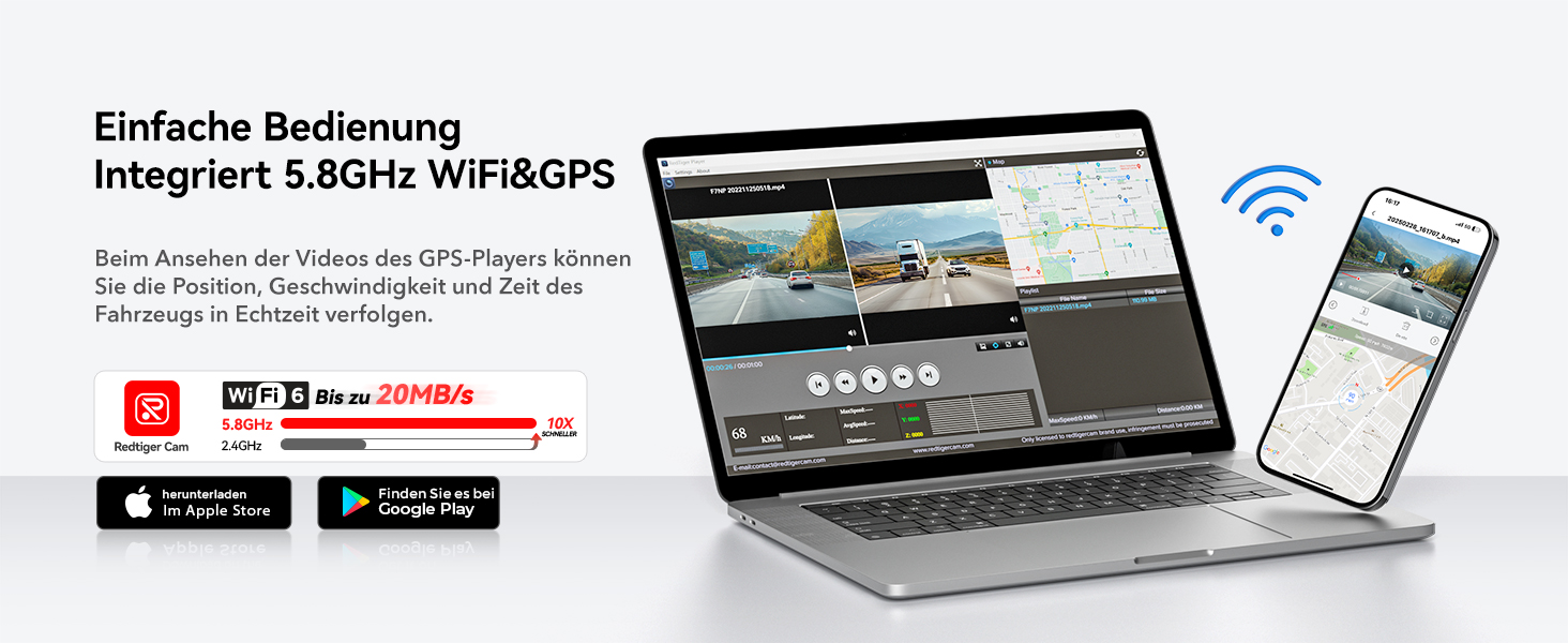 Відеореєстратор REDTIGER 4K/2.5K з двома камерами, STARVIS 2, IPS 3.18