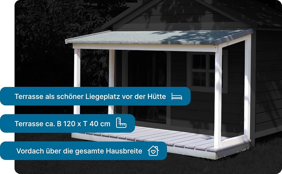 Будка для собак з масиву дерева, вологостійка, з дахом та вікном, розмір 130x118x108 см