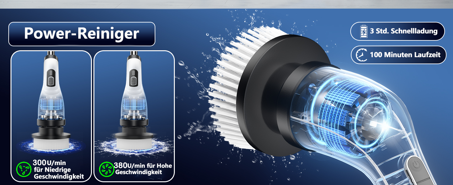 Електрична щітка для прибирання FYDEE IPX7 з 7 насадками та регульованою ручкою. Бездротовий Power Scrubber для ванної, кухні, авто та підлоги.