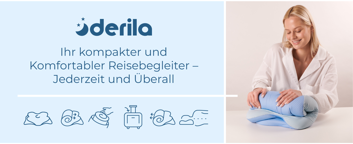 Подушка Derila Ergo з Memory Foam для шиї та сну на боці, спині та животі (1 шт) 54x36x12 см