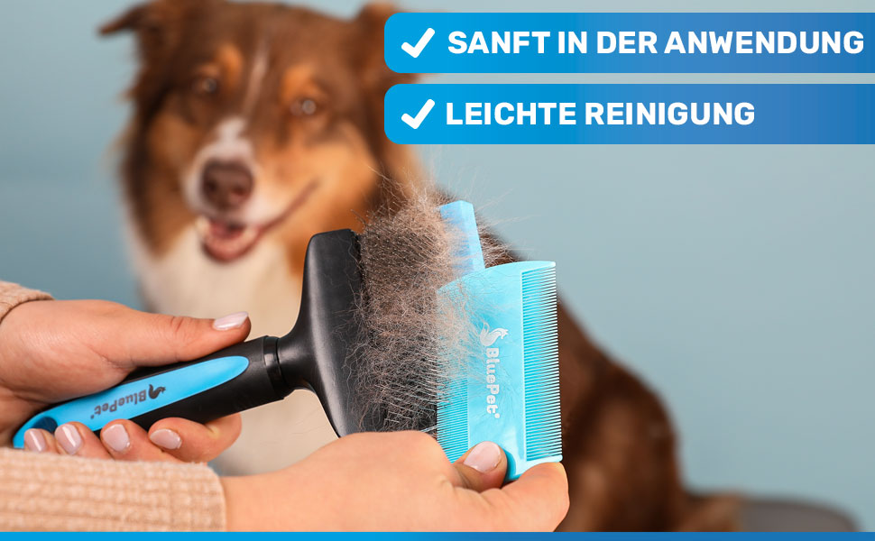 BluePet ZupfZeug Pro: професійна щітка для собак з довгим волоссям, гнучка, для видалення підшерстка, ковтунів та вузлів (двостороння, блакитна)