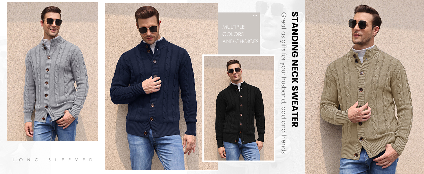 Чоловічий в'язаний кардиган NITAGUT, стильний зимовий, лаконічний, теплий, темно-синій