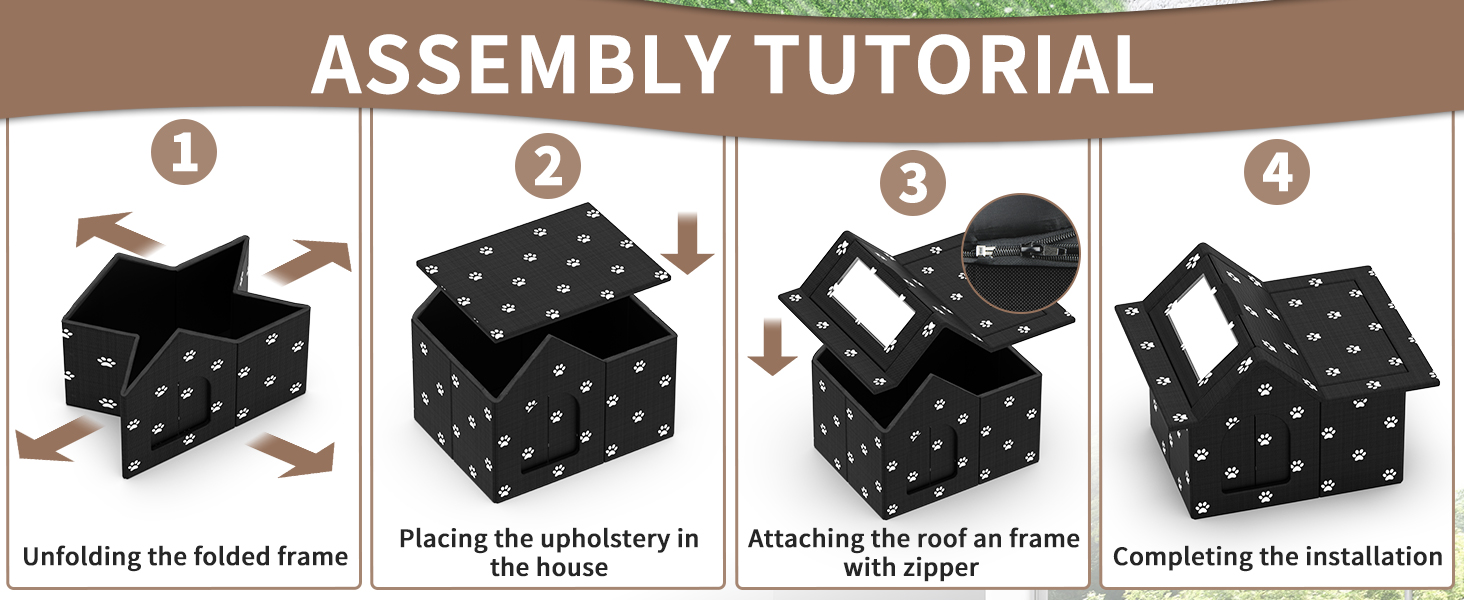 Кіт Будинок для Зовні Зимостійкий, Будинок для Вуличних Кішок з Знімними Подушками, Захист від Холоду для Тварин з Завісою на Дверях, Легко Збирається, Зелений (Чорний, 33 x 38 x 43 см)