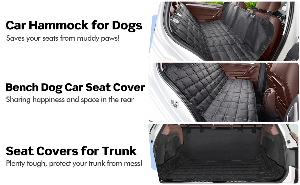 4-in-1 Waterproof Dog Seat Cover for Car Back Seat - Protects from Scratches & Prevents Sliding - Fits Cars, Trucks & SUVs