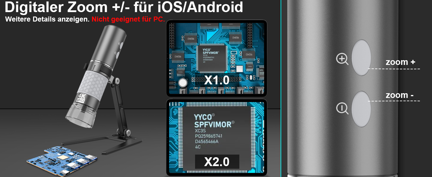 Цифрова мікроскоп-камера Ninyoon 1080P USB для iPhone, iPad, Android, PC, 50-1000x, з підсвічуванням, для монет, рослин, паяння, шкіри, скальпу