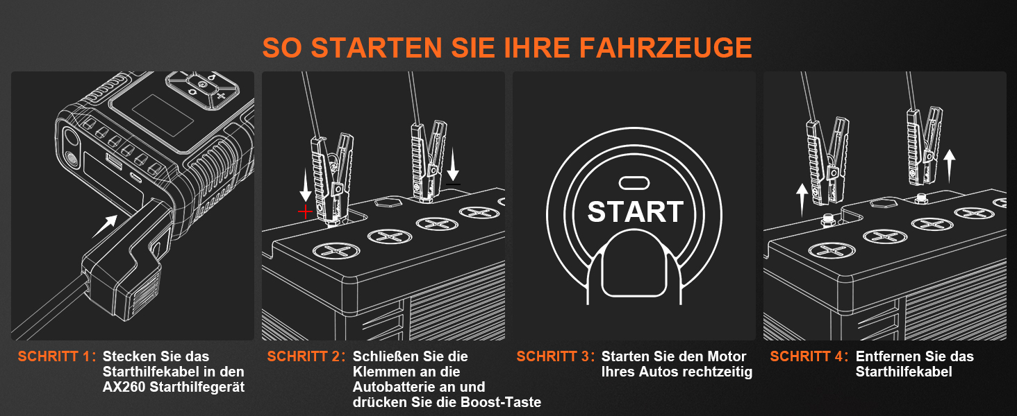 Powerbank з компресором ASPERX Starthilfe: 150PSI, 3000A, LED ліхтарик, для 12V авто, мото, SUV (до 10L бензину або 8L дизеля)