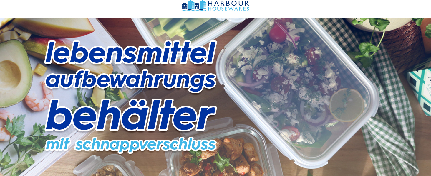 Набір скляних контейнерів для зберігання продуктів Harbour Housewares - 10 шт. з кришками (2 розміри)