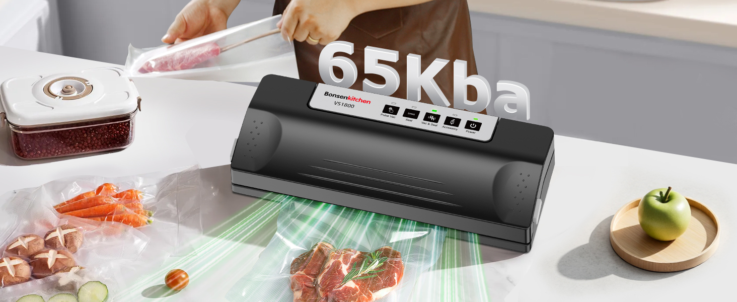 Вакуумний пакувальник Boschkenkitchen для продуктів харчування, швидкий, компактний, з аксесуаром для труб, 8 циклів