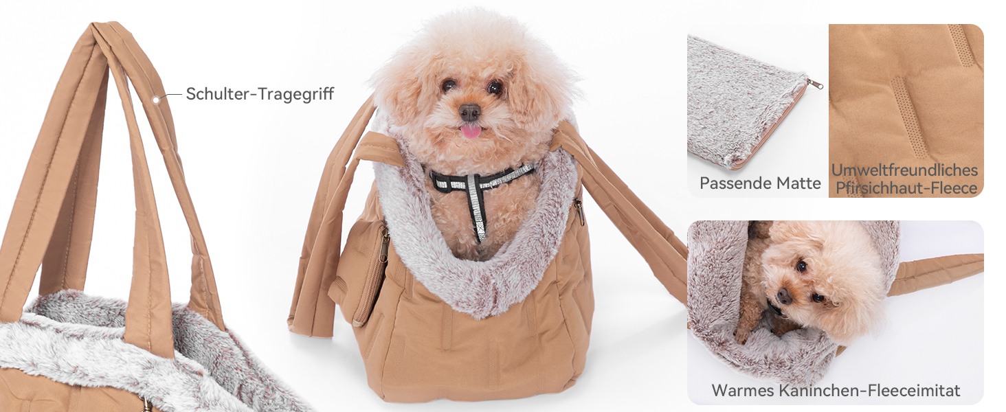 Сумочка для собак, переноска для цуценят, переноска для маленьких собак, сумочка для годування, 40x20x24 см, хакі, каррі