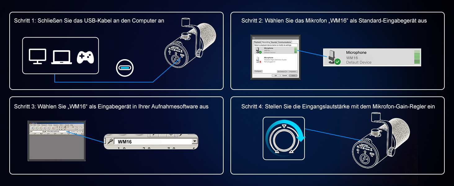 Мікрофон Aveek USB/XLR динамічний з тримачем, з функцією Mute, шумозаглушенням та RGB підсвіткою для ПК, стрімінгу, подкастів та запису